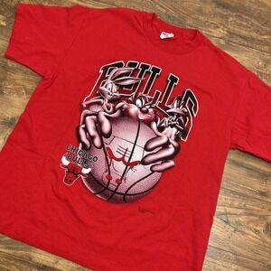 Vintage Chicago Bulls T Shirt RARE Looney Tunes‎ Taz Bugs Bunny 1997 Red Graphic